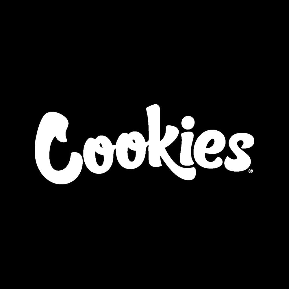 Das Markenlogo von Cookies in weißer Schrift auf schwarzem Hintergrund.